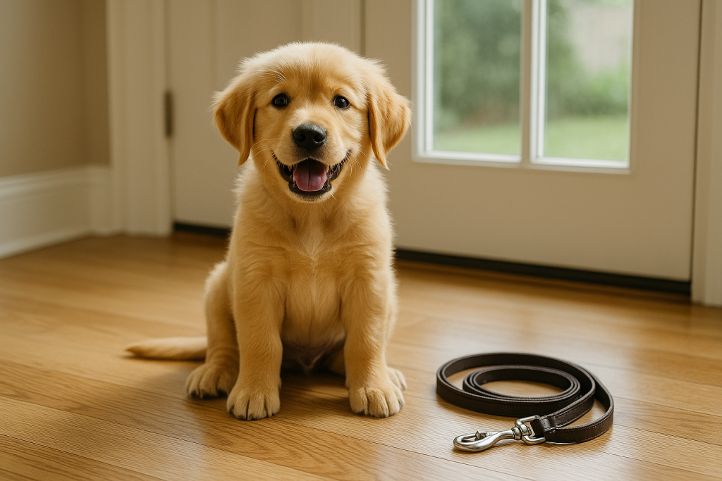 dog sitting beside a door